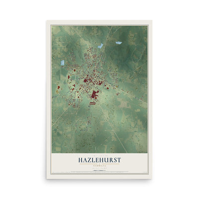 Hazlehurst, Georgia map print, 12" x 18" Archival Matte Print mockup