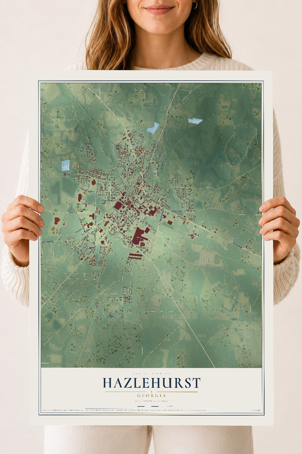 Hazlehurst, Georgia map print, 18" x 24" Archival Matte Print mockup
