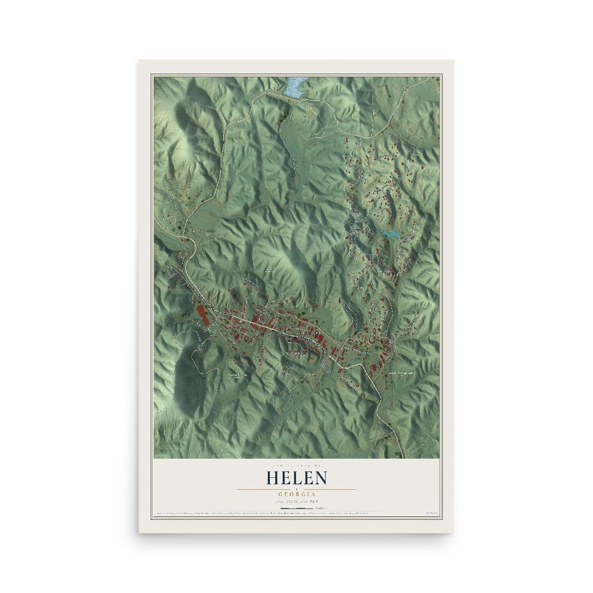Helen, Georgia map print, 12" x 18" Archival Matte Print mockup