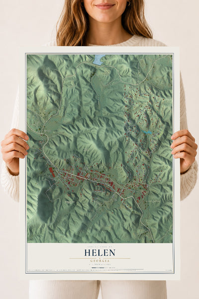 Helen, Georgia map print, 18" x 24" Archival Matte Print mockup