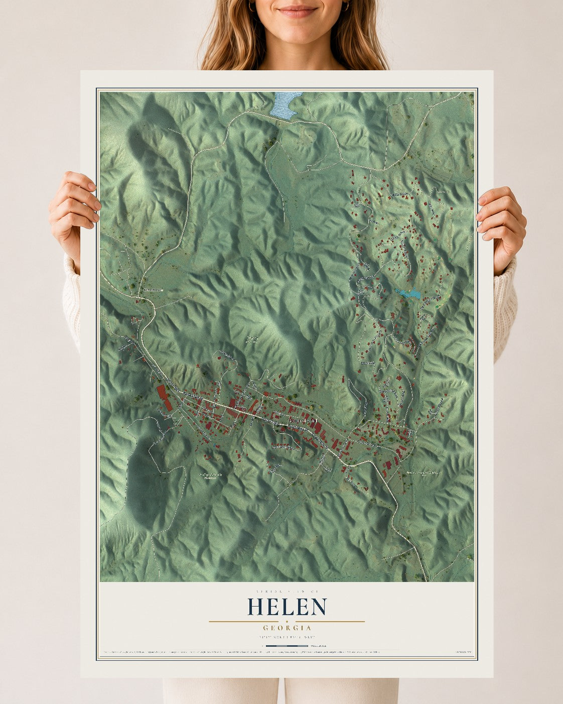 Helen, Georgia map print, 24" x 36" Archival Matte Print mockup