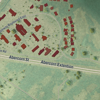 Close-up of the map of Henderson, Georgia print showing street and building detail