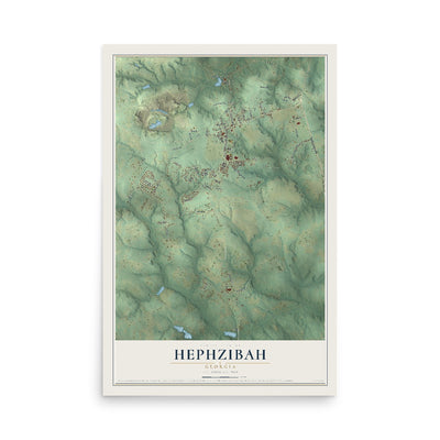 Hephzibah, Georgia map print, 12" x 18" Archival Matte Print mockup