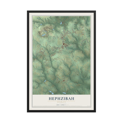 Hephzibah, Georgia map print, 12" x 18" W/ Black Ayous Wood Frame mockup