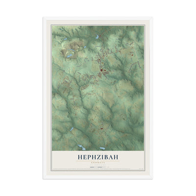 Hephzibah, Georgia map print, 12" x 18" W/ White Ayous Wood Frame mockup