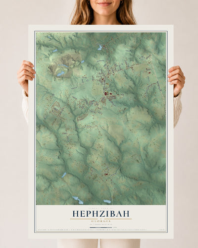 Hephzibah, Georgia map print, 24" x 36" Archival Matte Print mockup