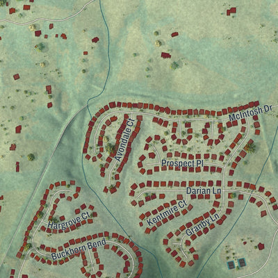 Close-up of the map of Heron Bay, Georgia print showing street and building detail