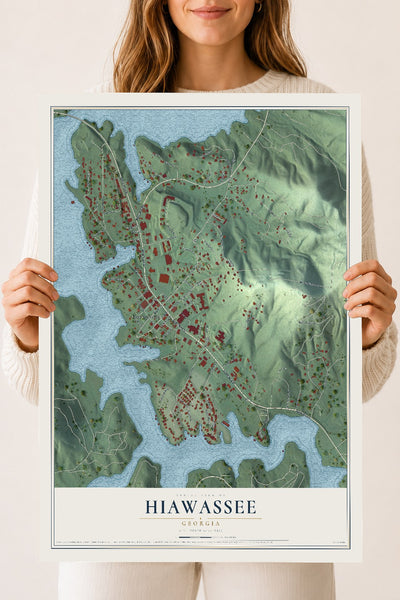 Hiawassee, Georgia map print, 18" x 24" Archival Matte Print mockup