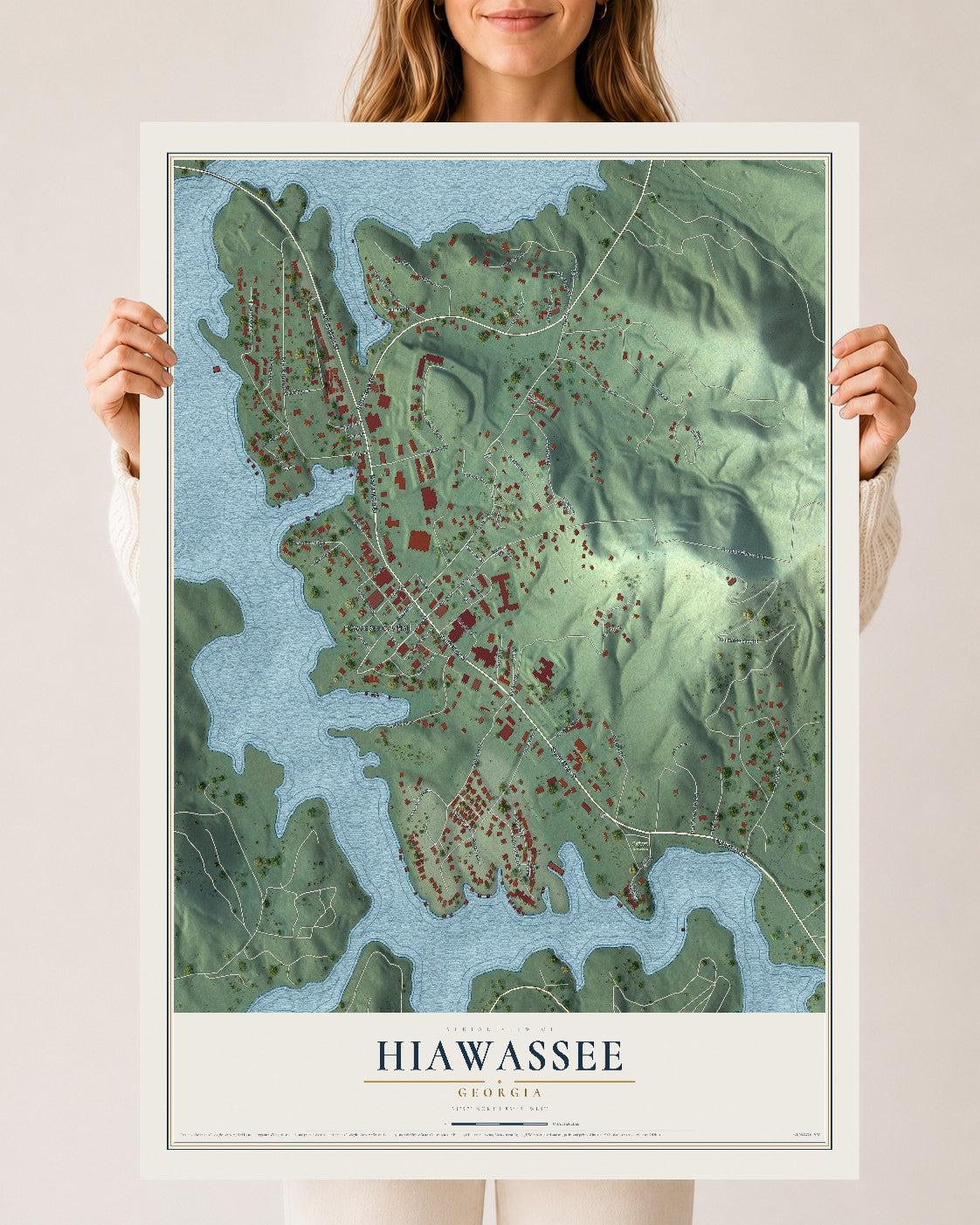Hiawassee, Georgia map print, 24" x 36" Archival Matte Print mockup