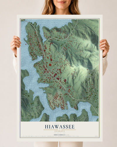 Hiawassee, Georgia map print, 24" x 36" Archival Matte Print mockup