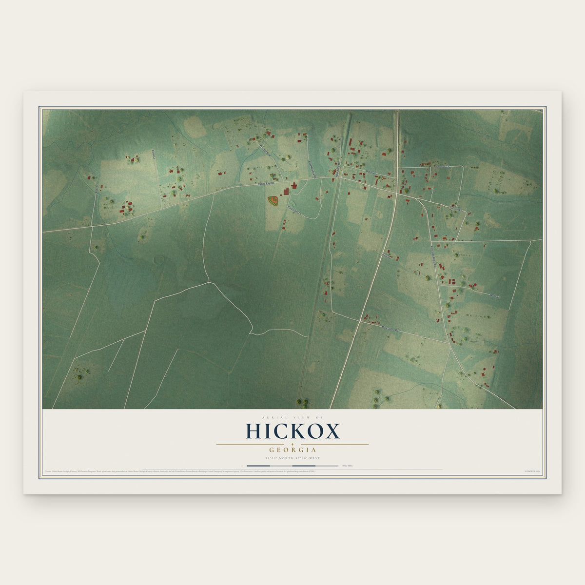 Hickox, Georgia map print, the full design