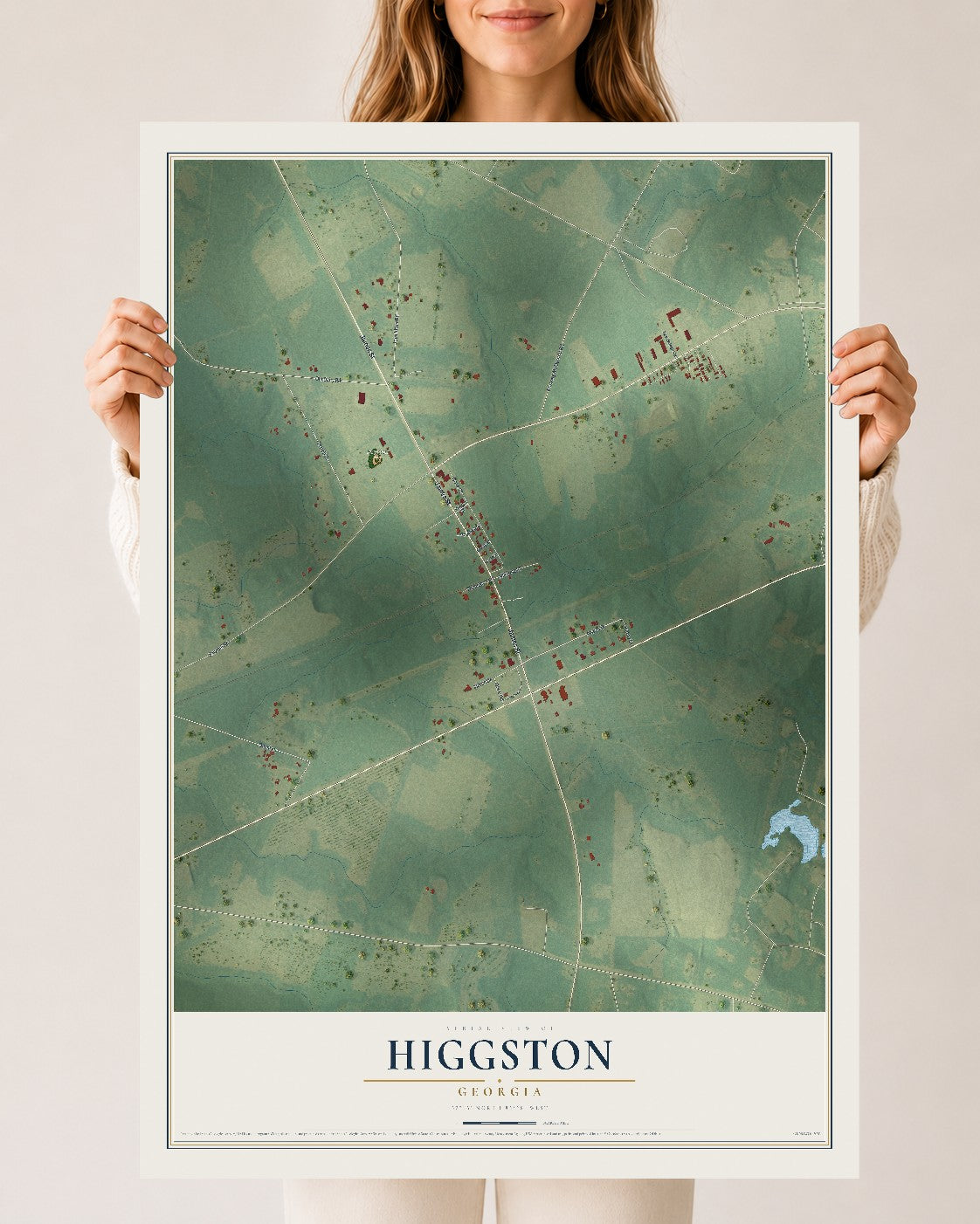 Higgston, Georgia map print, 24" x 36" Archival Matte Print mockup