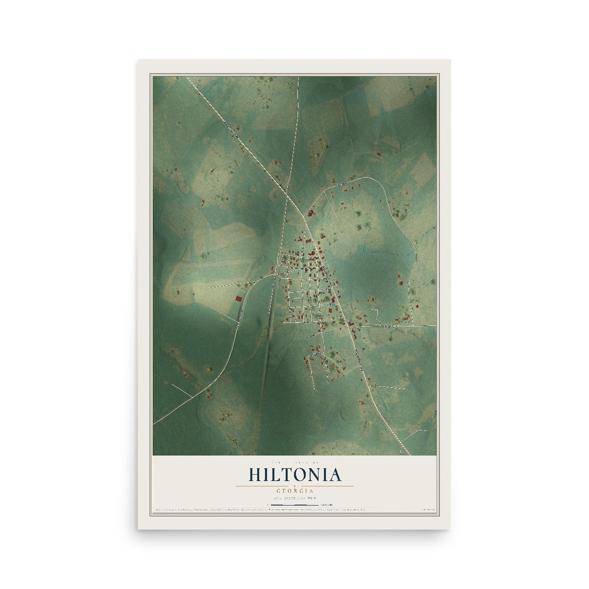 Hiltonia, Georgia map print, 12" x 18" Archival Matte Print mockup