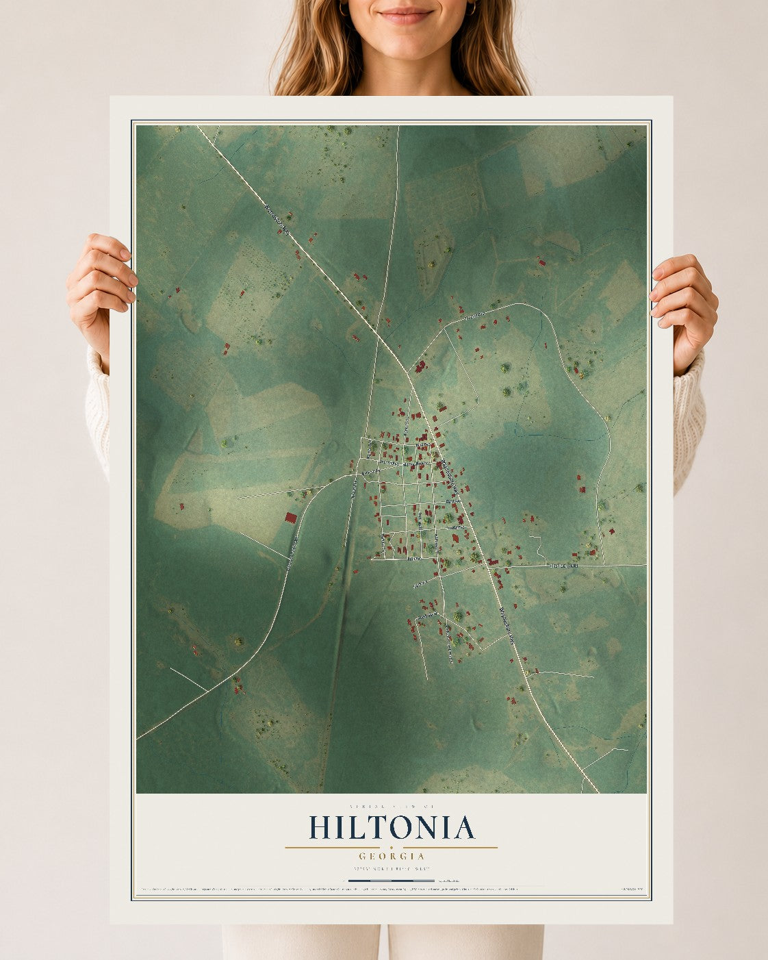 Hiltonia, Georgia map print, 24" x 36" Archival Matte Print mockup