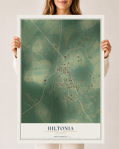 Hiltonia, Georgia map print, 24" x 36" Archival Matte Print mockup