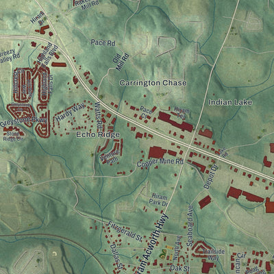 Close-up 1 of the Hiram, Georgia map artwork