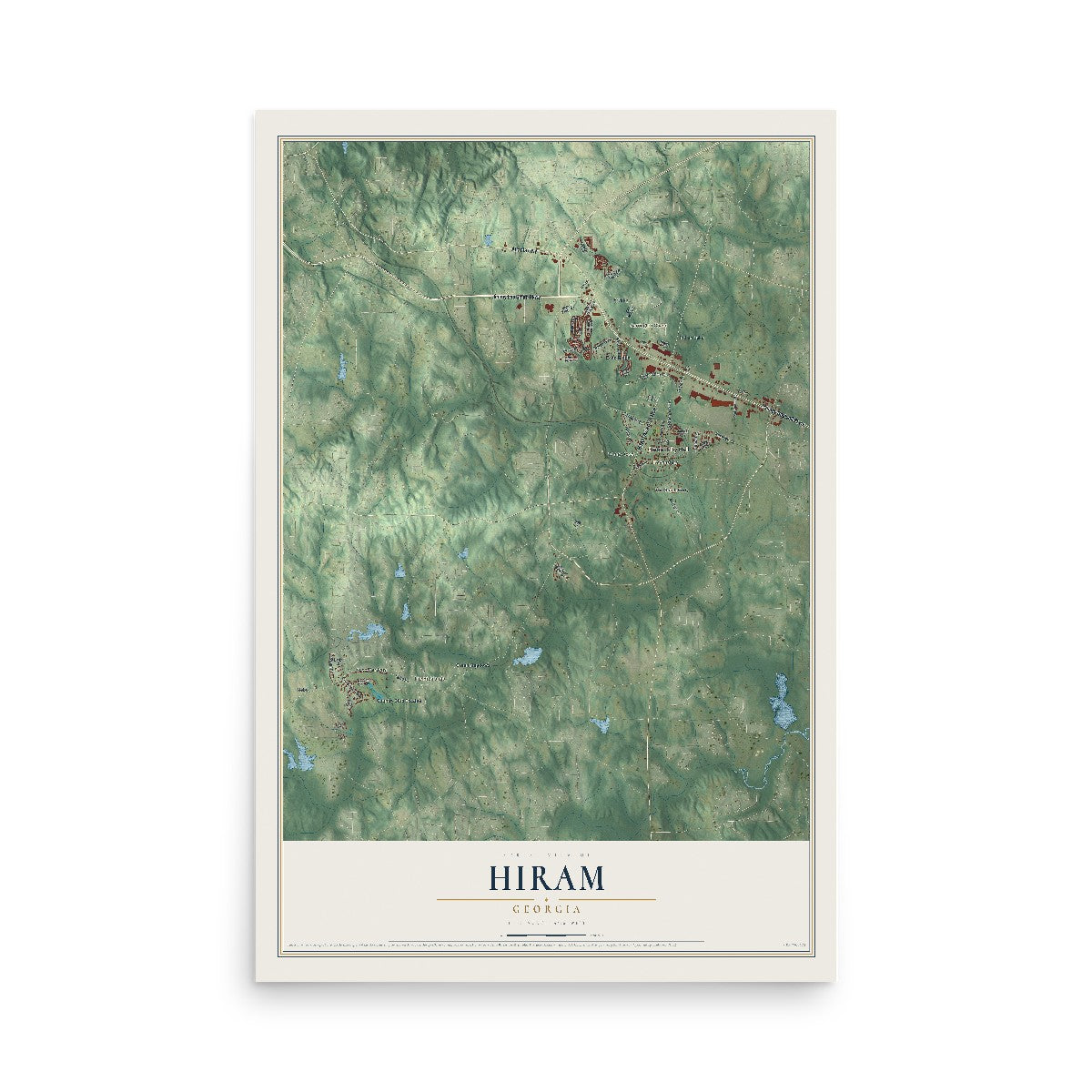 Hiram, Georgia map print, 12" x 18" Archival Matte Print mockup
