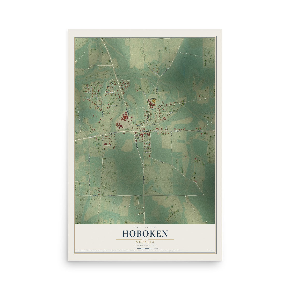 Hoboken, Georgia map print, 12" x 18" Archival Matte Print mockup