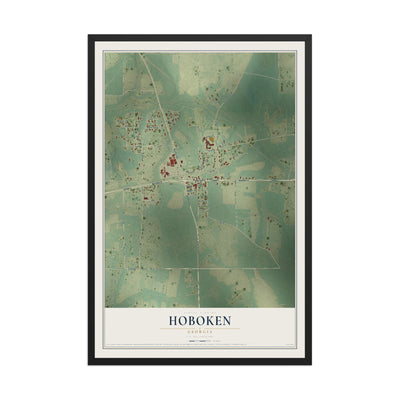 Hoboken, Georgia map print, 12" x 18" W/ Black Ayous Wood Frame mockup