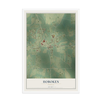 Hoboken, Georgia map print, 12" x 18" W/ White Ayous Wood Frame mockup