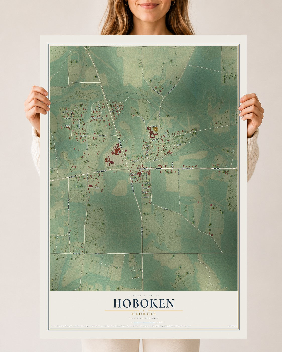 Hoboken, Georgia map print, 24" x 36" Archival Matte Print mockup
