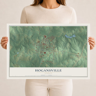Hogansville, Georgia map print, 12" x 18" Archival Matte Print mockup