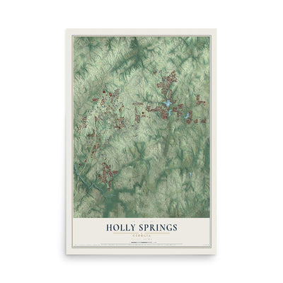 Holly Springs, Georgia map print, 12" x 18" Archival Matte Print mockup