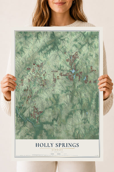 Holly Springs, Georgia map print, 18" x 24" Archival Matte Print mockup