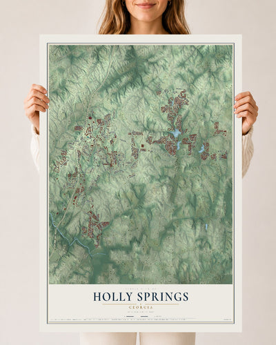 Holly Springs, Georgia map print, 24" x 36" Archival Matte Print mockup