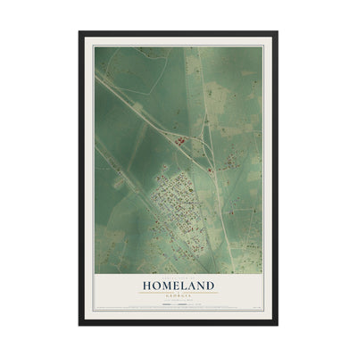 Homeland, Georgia map print, 12" x 18" W/ Black Ayous Wood Frame mockup