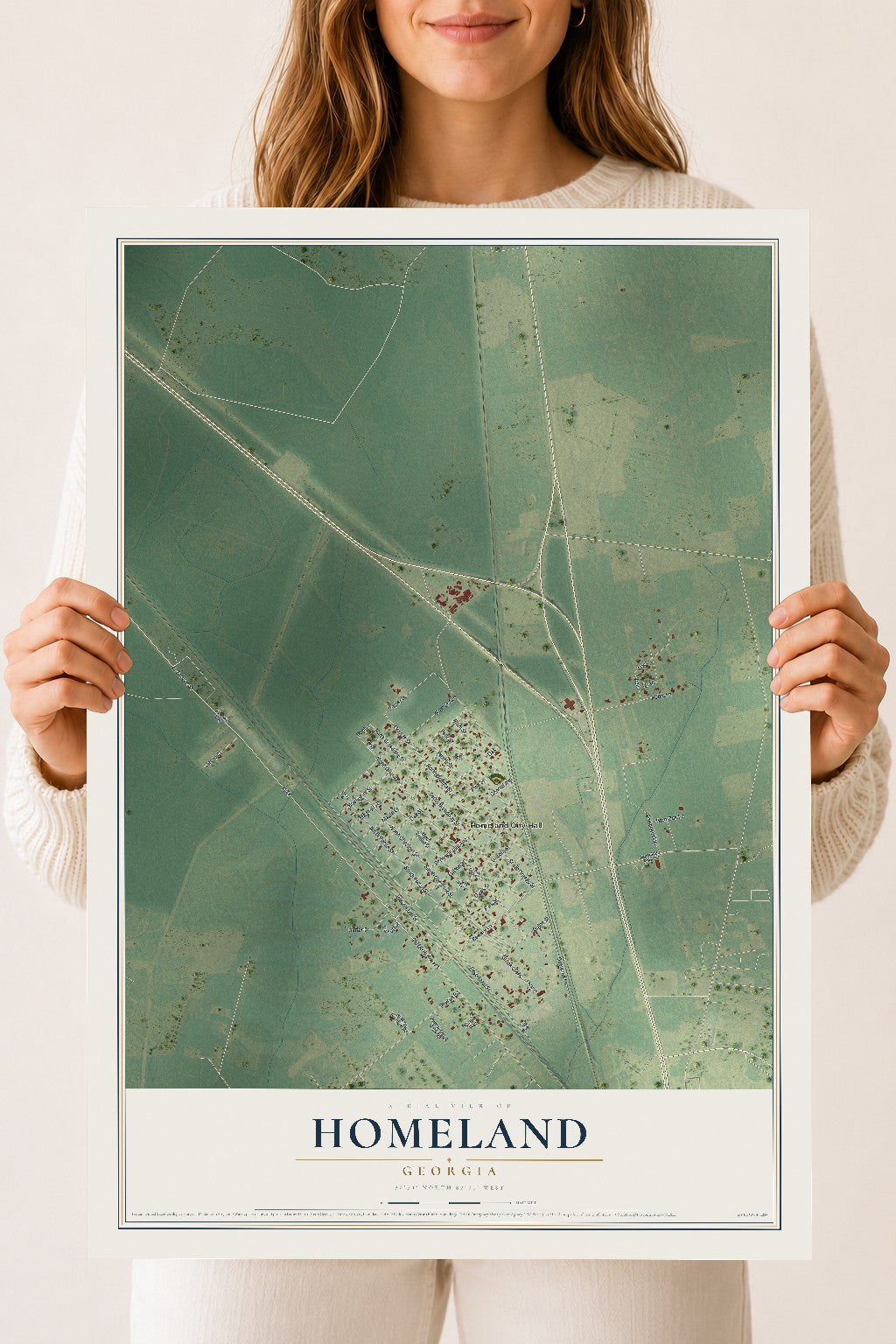 Homeland, Georgia map print, 18" x 24" Archival Matte Print mockup