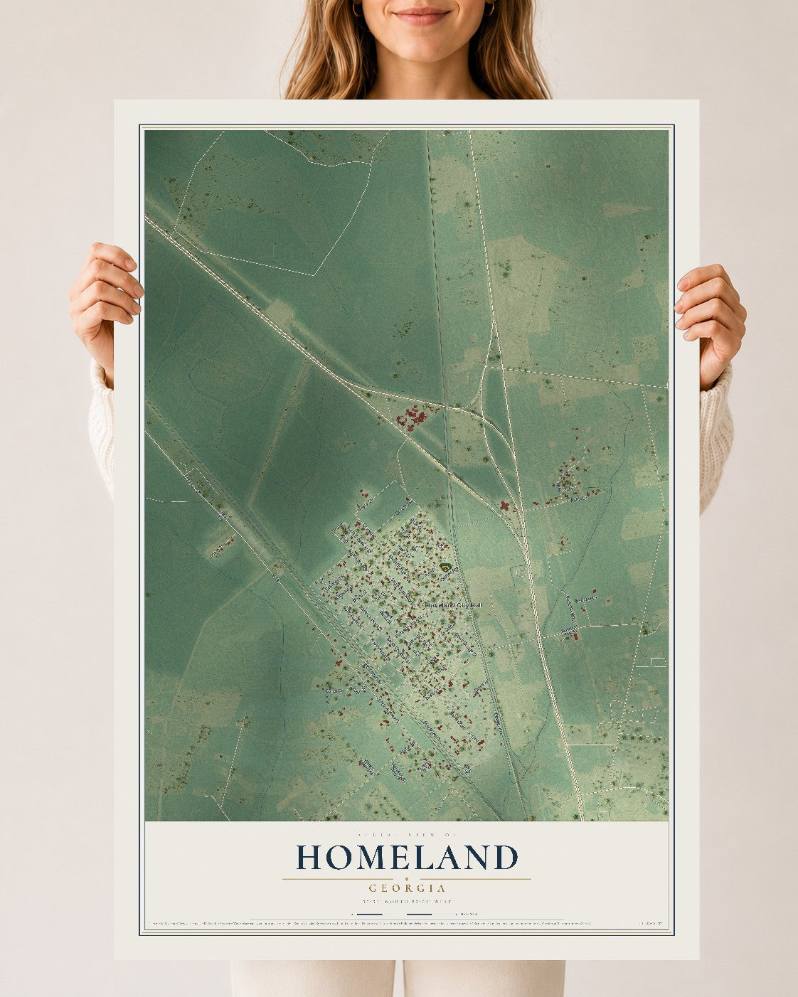 Homeland, Georgia map print, 24" x 36" Archival Matte Print mockup