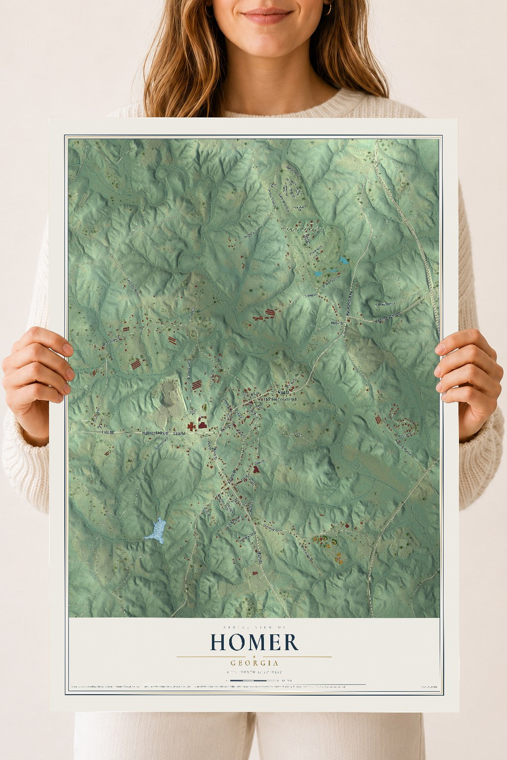 Homer, Georgia map print, 18" x 24" Archival Matte Print mockup