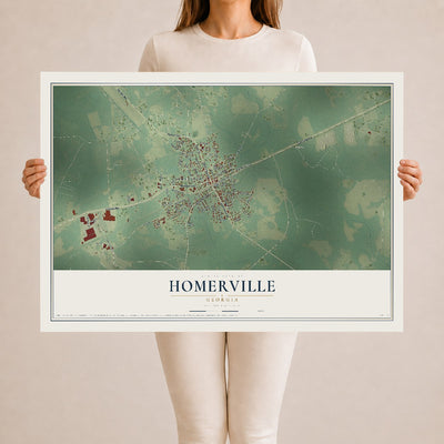 Homerville, Georgia map print, 24" x 36" Archival Matte Print mockup