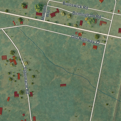 Close-up of the map of Hortense, Georgia print showing street and building detail