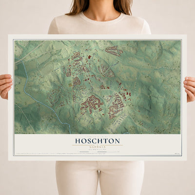Hoschton, Georgia map print, 18" x 24" Archival Matte Print mockup