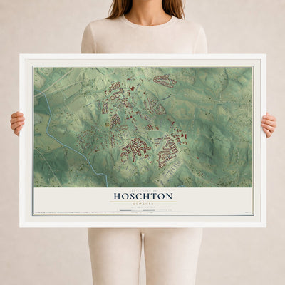 Hoschton, Georgia map print, 24" x 36" W/ White Ayous Wood Frame mockup