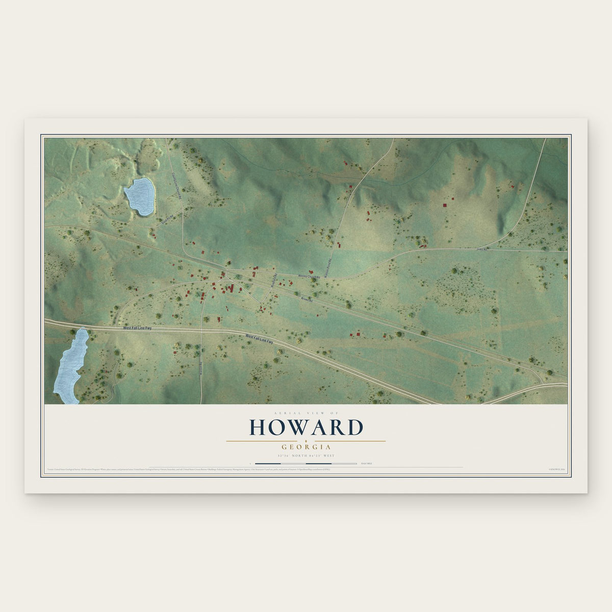 Howard, Georgia map print, the full design