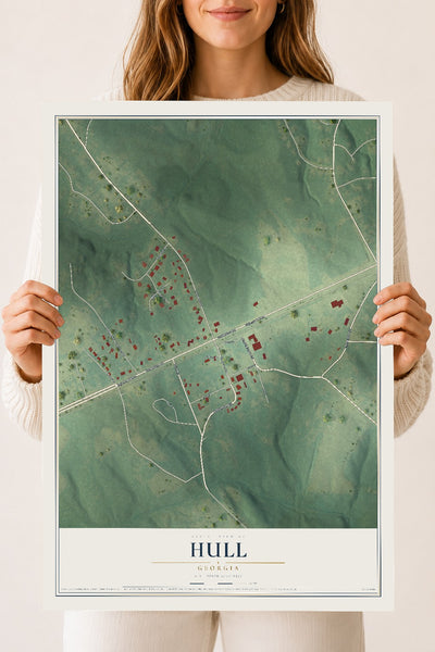 Hull, Georgia map print, 18" x 24" Archival Matte Print mockup