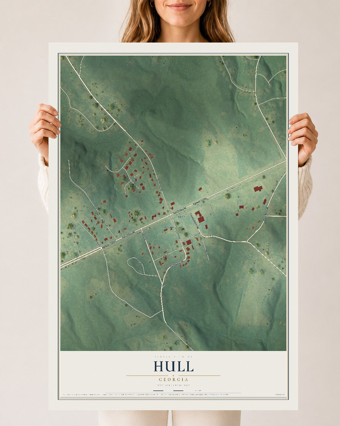 Hull, Georgia map print, 24" x 36" Archival Matte Print mockup