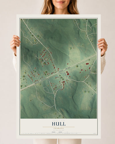 Hull, Georgia map print, 24" x 36" Archival Matte Print mockup