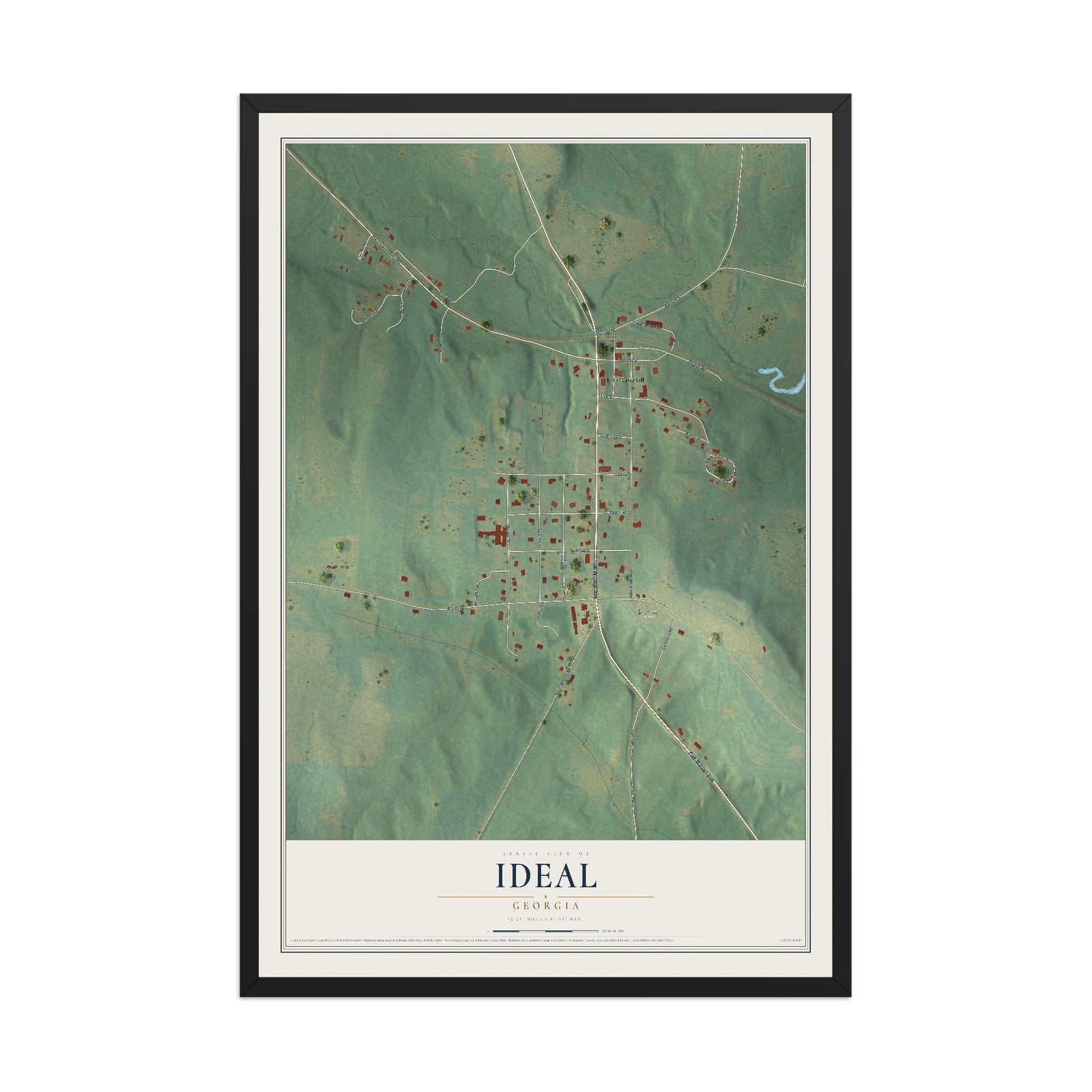 Ideal, Georgia map print, 12" x 18" W/ Black Ayous Wood Frame mockup