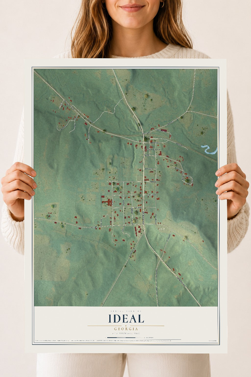 Ideal, Georgia map print, 18" x 24" Archival Matte Print mockup