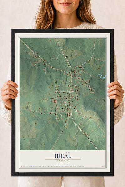 Ideal, Georgia map print, 18" x 24" W/ Black Ayous Wood Frame mockup