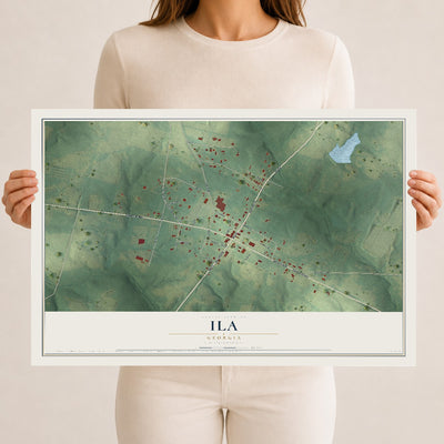 Ila, Georgia map print, 12" x 18" Archival Matte Print mockup