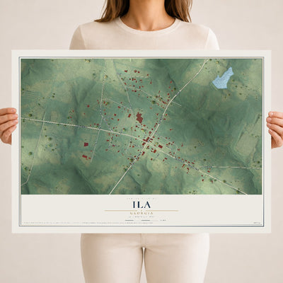 Ila, Georgia map print, 18" x 24" Archival Matte Print mockup
