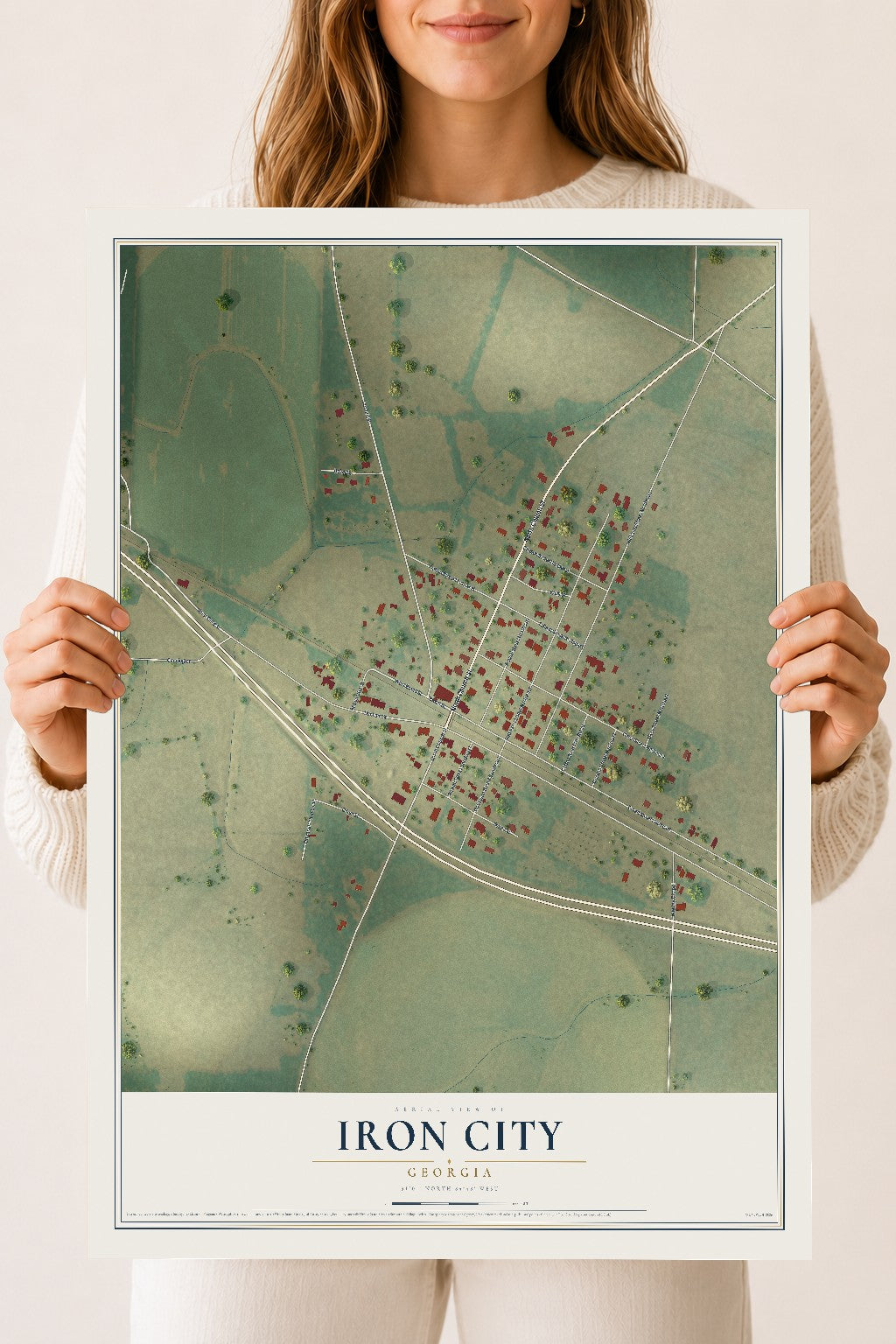 Iron City, Georgia map print, 18" x 24" Archival Matte Print mockup