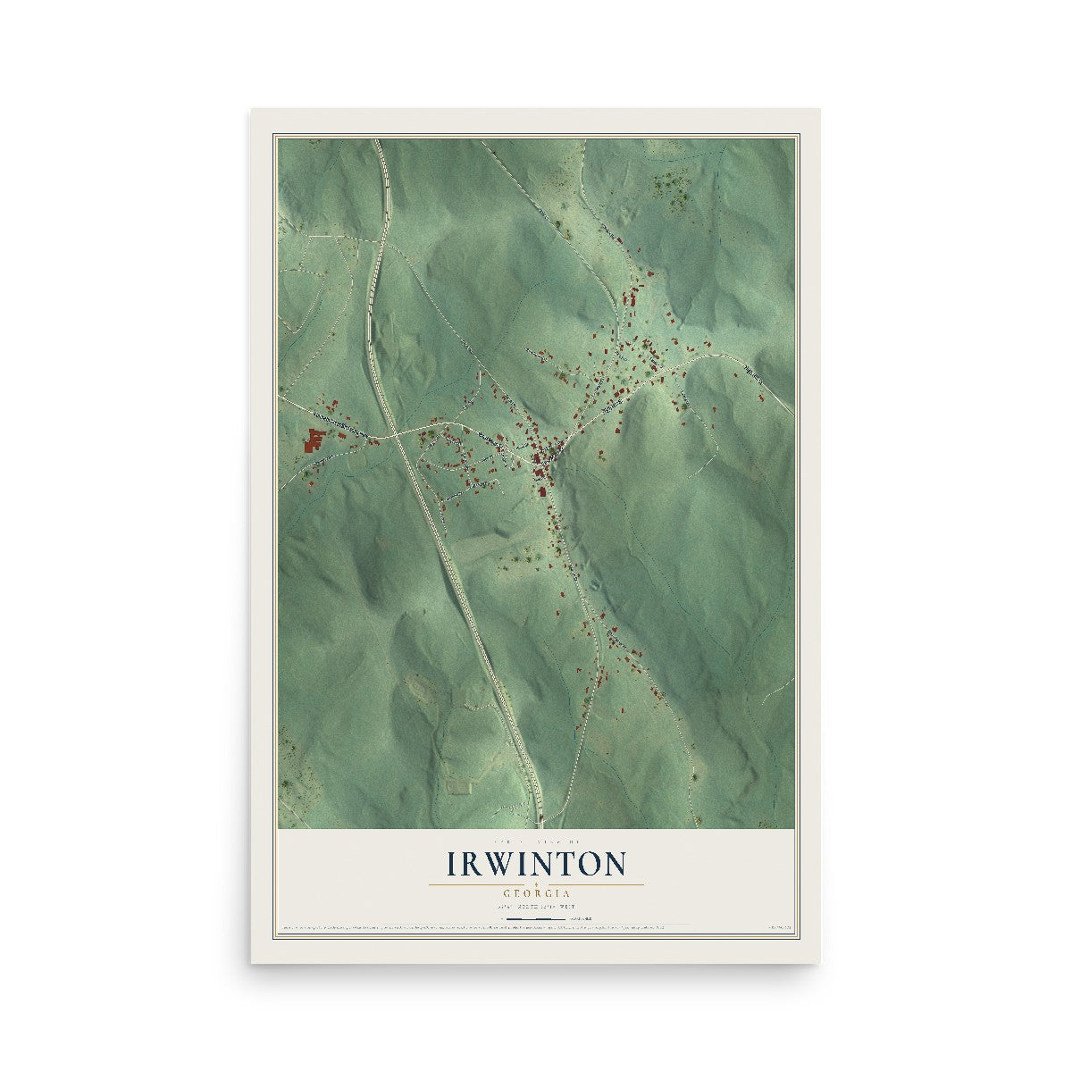 Irwinton, Georgia map print, 12" x 18" Archival Matte Print mockup