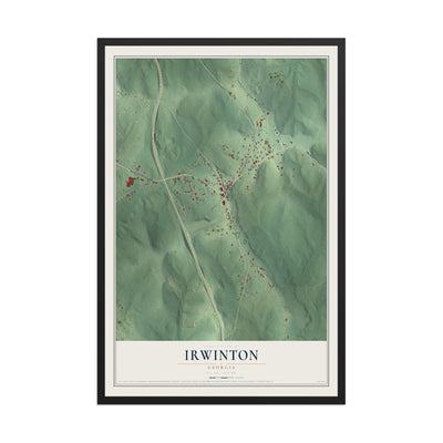 Irwinton, Georgia map print, 12" x 18" W/ Black Ayous Wood Frame mockup
