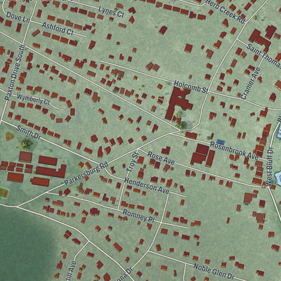 Close-up of the map of Isle of Hope, Georgia print showing street and building detail